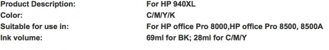 Ink cartridge compatible 027--- HP940XL